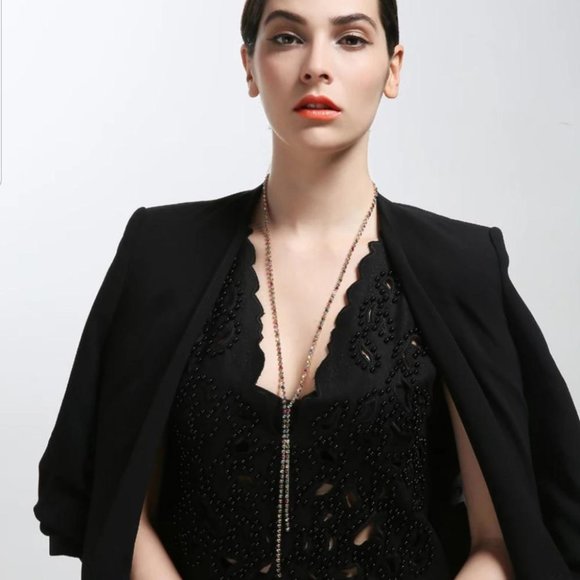 14k Swarovski Crystal Long Stunning Necklace - Picture 3 of 6